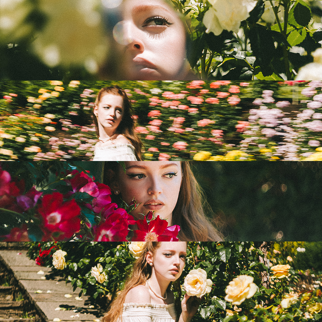 Creative Editorial Portraits at a Rose Garden in Portland